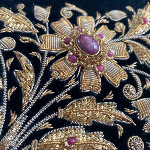 Vintage bejeweled double sided evening clutch black sparkle - Picture 4 of 9